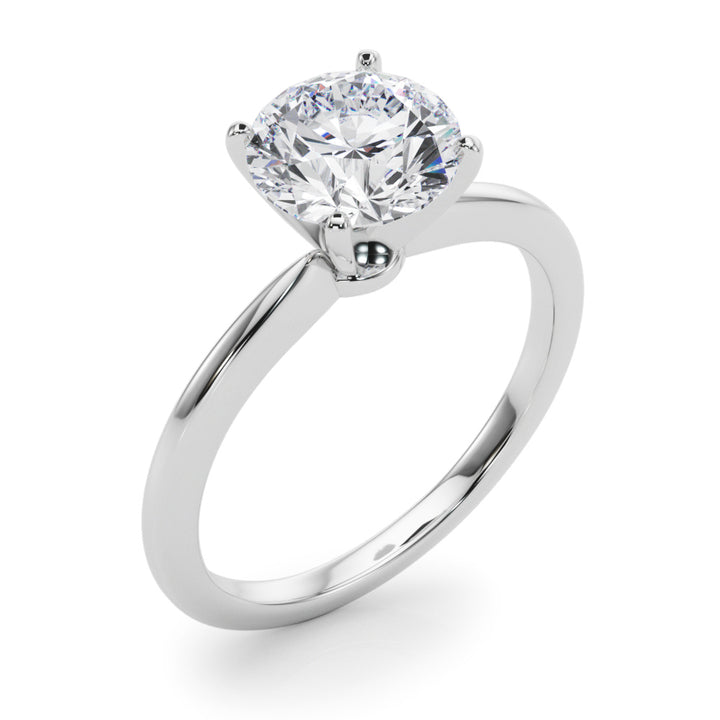 Camellia solitaire Engagement Ring in 9K Round White Gold