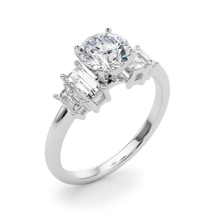 Diamora Side Stone Engagement Ring in 9K Round White Gold