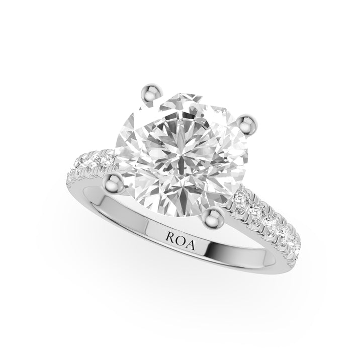 Margaret Tapered Pave Engagement Ring in Round White Gold