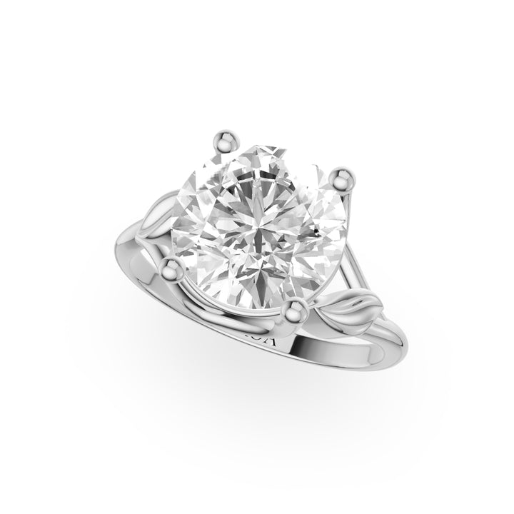 Daffodil solitaire Engagement Ring in Round White Gold