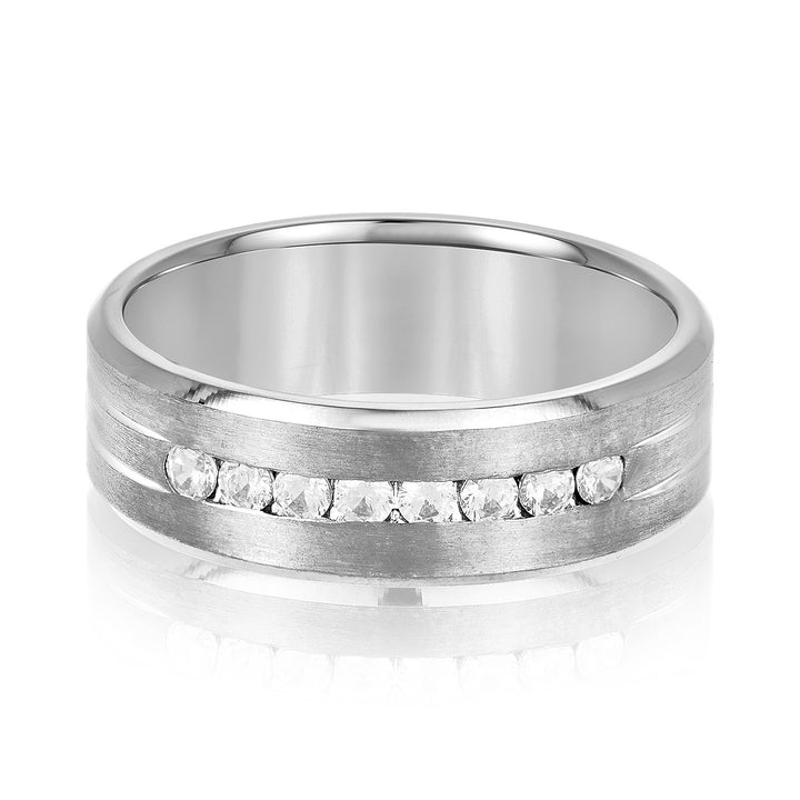 Harrison 7mm Mens Band in White Gold