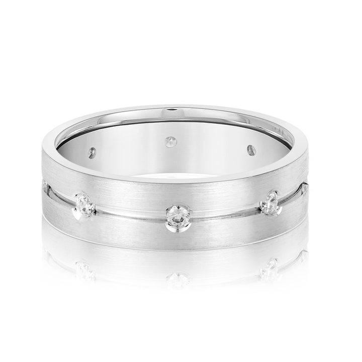 Levi 7mm Mens Band in White Gold
