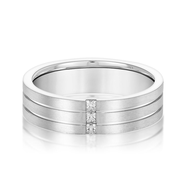 Benjamin 6mm Mens Band in White Gold