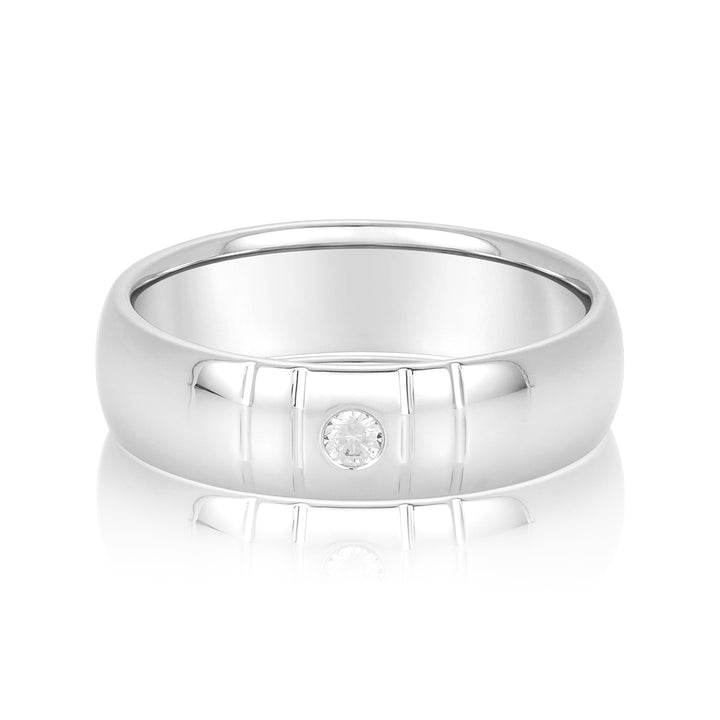 Caleb 6mm Mens Band in White Gold
