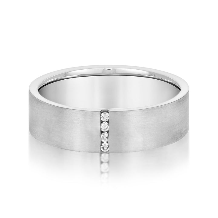 Xavier 6mm Mens Band in White Gold
