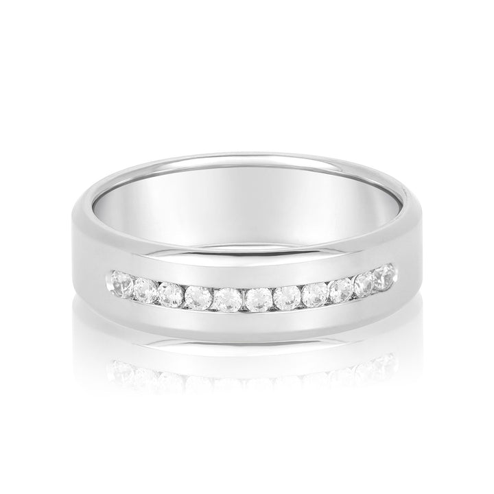 Flynn 6mm Mens Band in White Gold