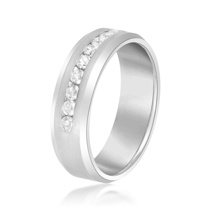 Angus 7mm Mens Diamond Band in Platinum