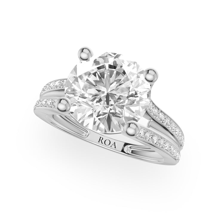 Aurora Multirow Pave Engagement Ring in Round White Gold