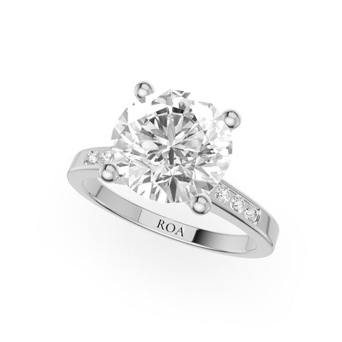 Uluru Bezel Pave Tapered Shank Engagement Ring