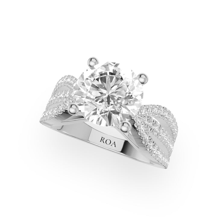 Starlit Multirow Engagement Ring in Round White Gold