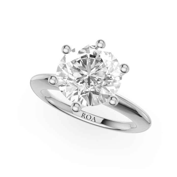 Clematis Six Prong Engagement Ring in Round White Gold