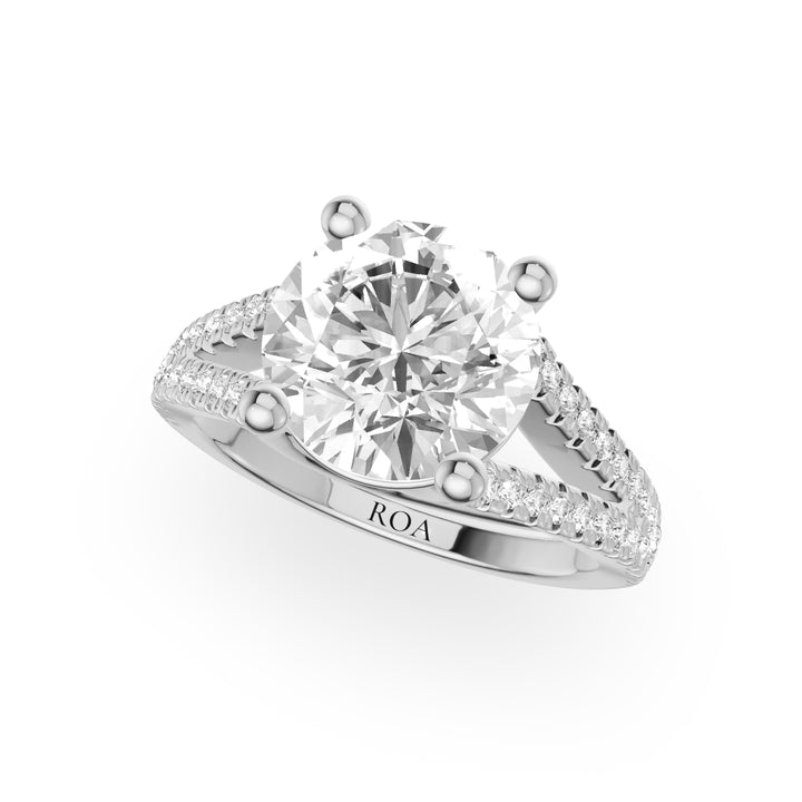 Nova Multirow Pave Engagement Ring in Round White Gold