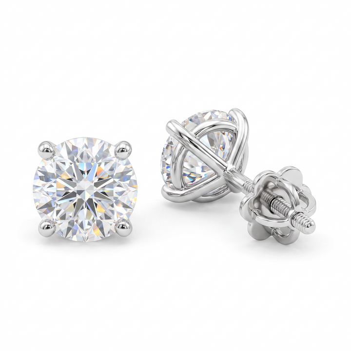 14kt White Gold Round Lab Diamond Stud Earrings (2CTW) - Ready to Ship